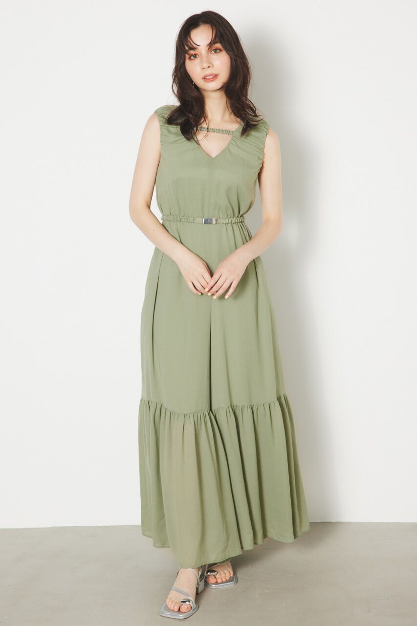 rienda「ギャザーデザインVN OP」|その他|L/GRN1