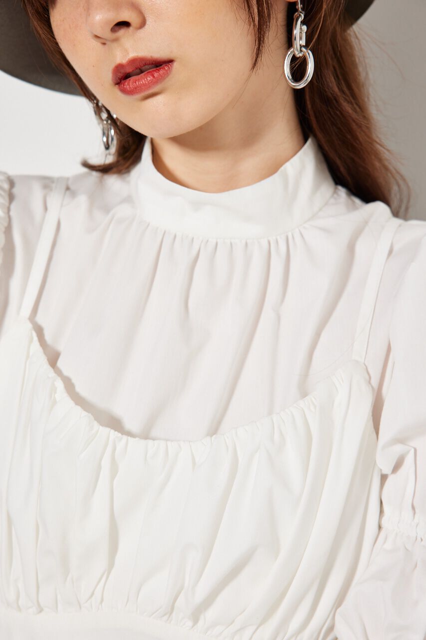 rienda「ビスチェディテールギャザーフレアOP」|ワンピース|