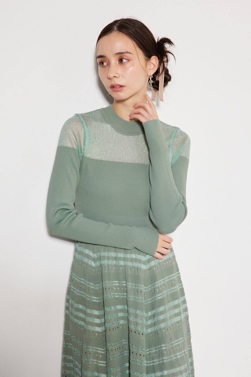 rienda「シアーボーダーフレアKnit OP」|ワンピース|