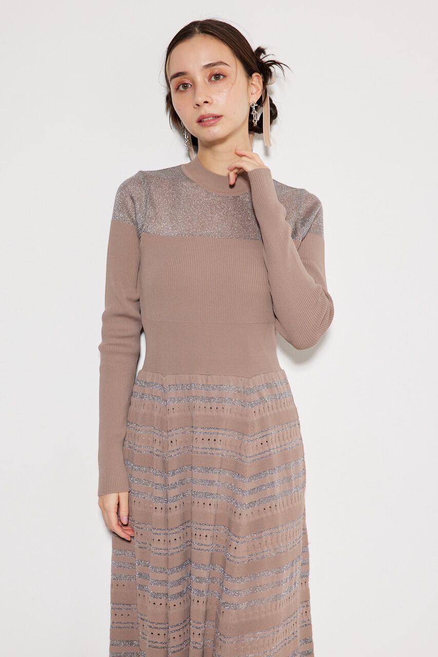 rienda「シアーボーダーフレアKnit OP」|ワンピース|