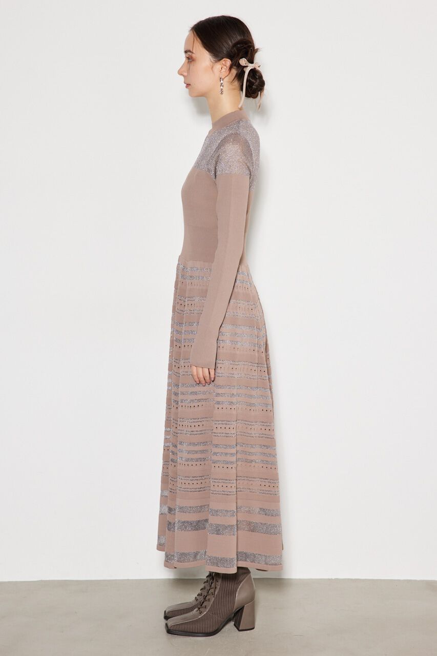 rienda「シアーボーダーフレアKnit OP」|ワンピース|