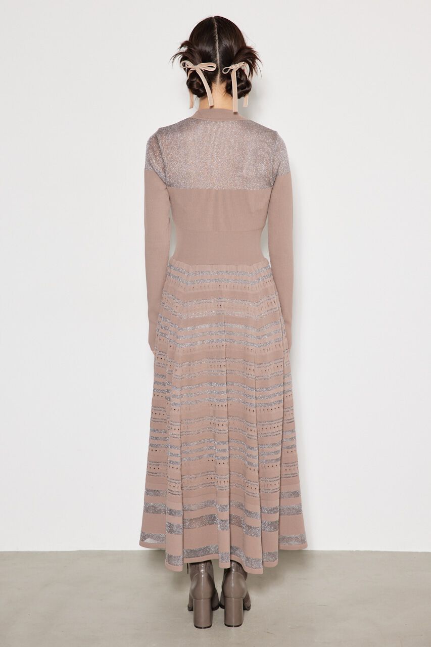 rienda「シアーボーダーフレアKnit OP」|ワンピース|