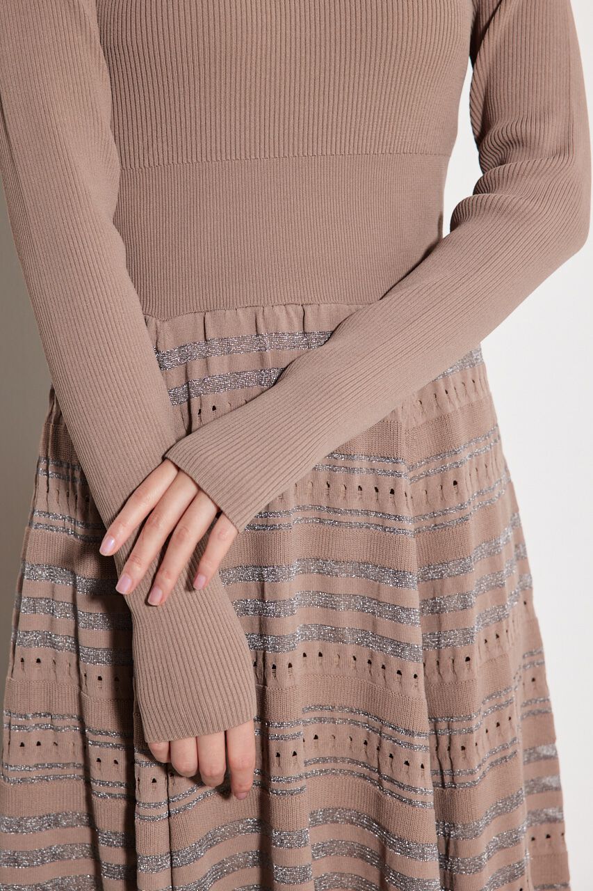 rienda「シアーボーダーフレアKnit OP」|ワンピース|