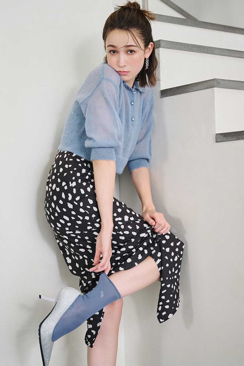 rienda「ハイスリットJWギャザーSK」|スカート|BLK