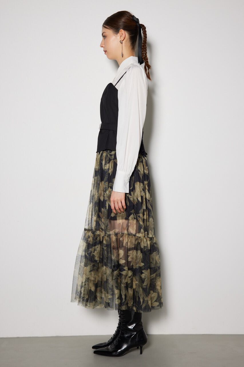 rienda「チュールドッキングビスチェパターンワンピース」|ワンピース|