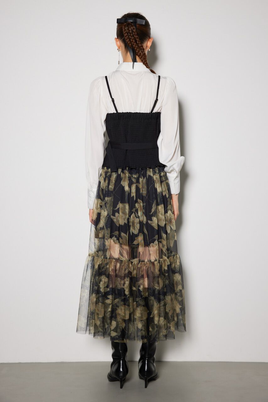 rienda「チュールドッキングビスチェパターンワンピース」|ワンピース|