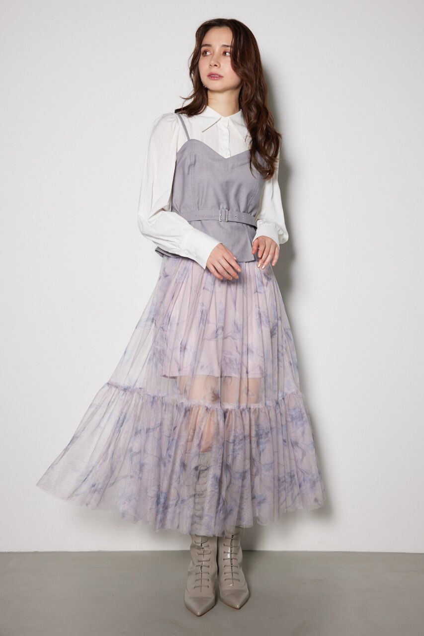 rienda「チュールドッキングビスチェパターンワンピース」|ワンピース|