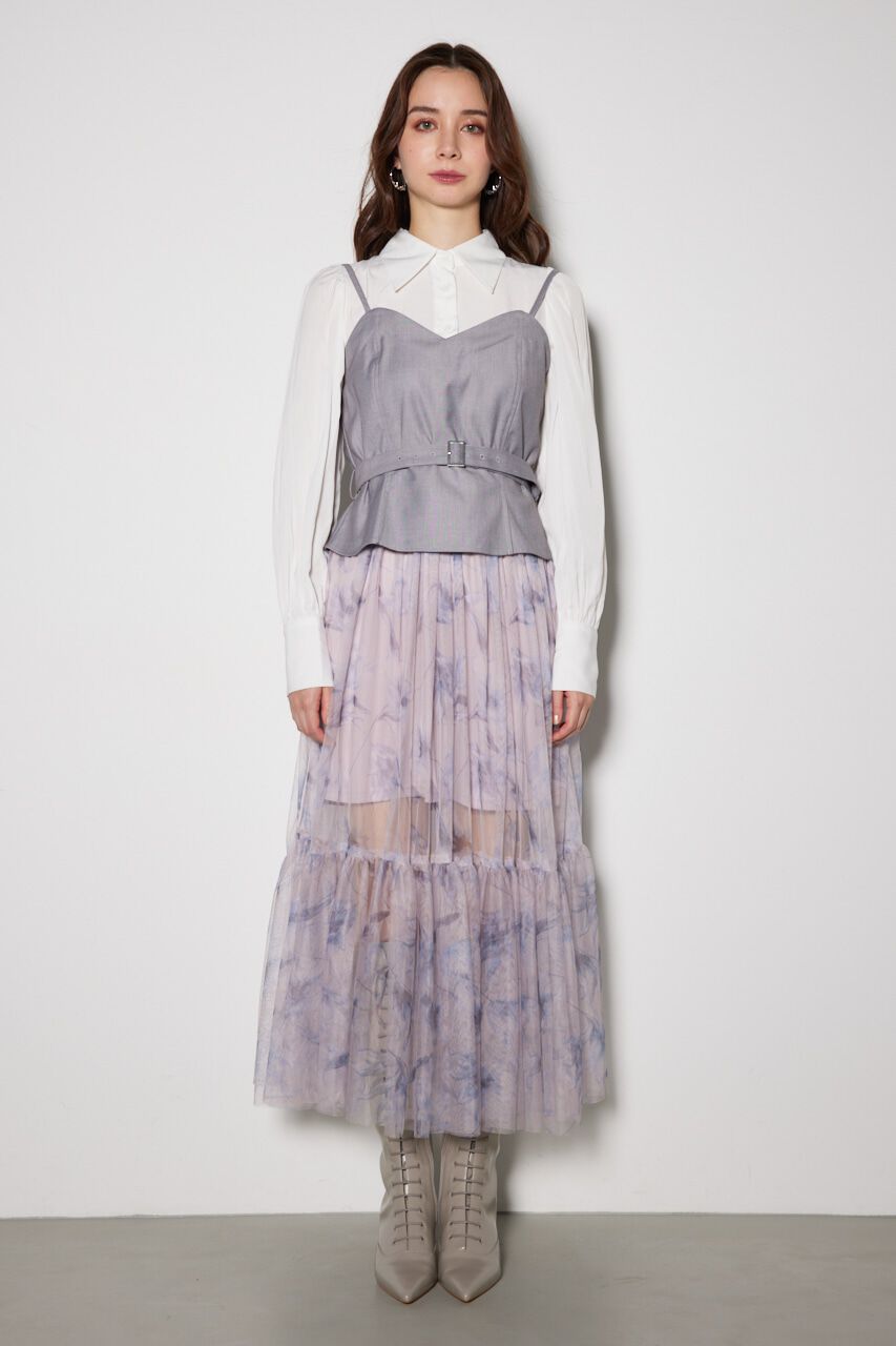 rienda「チュールドッキングビスチェパターンワンピース」|ワンピース|