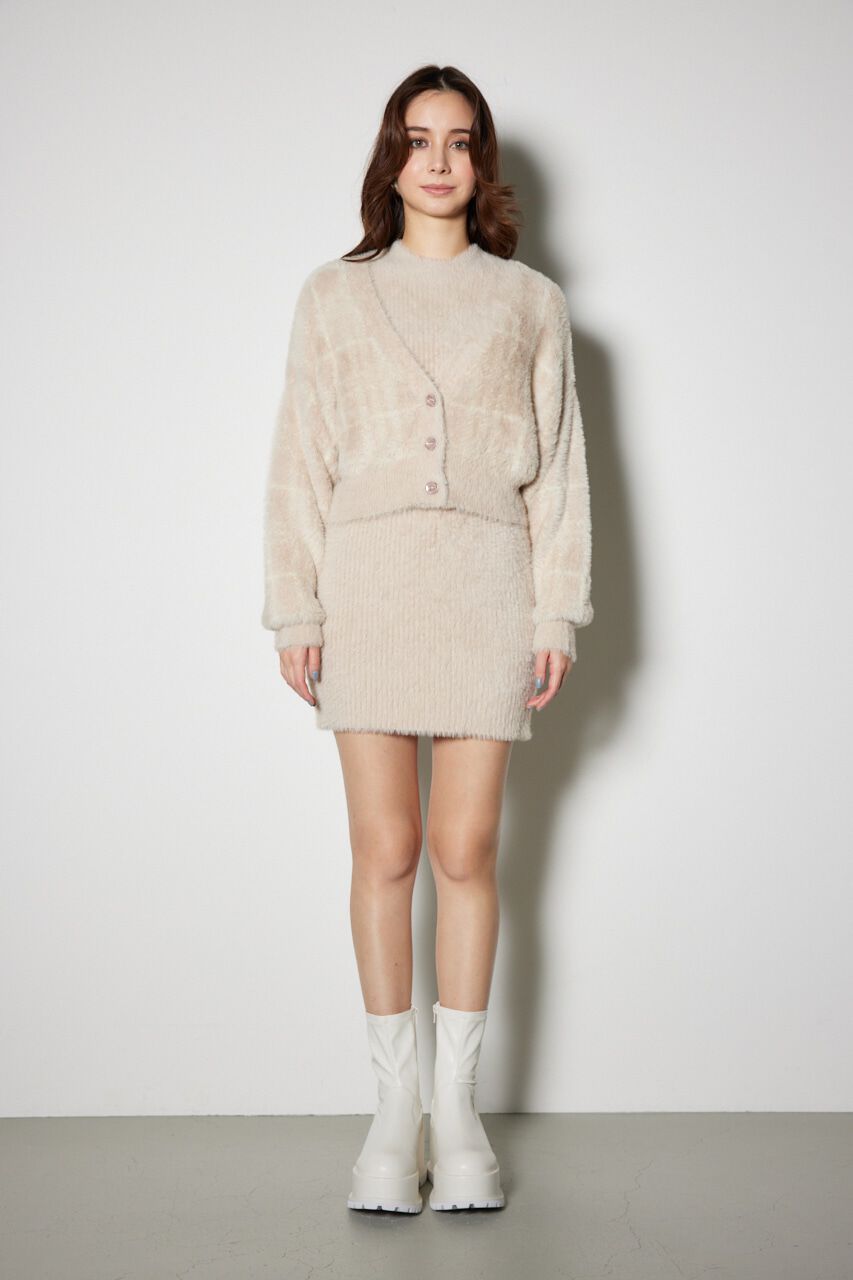 rienda「チェックジャガードカーディガンSETオフタートルニットミニワンピース」|ワンピース|