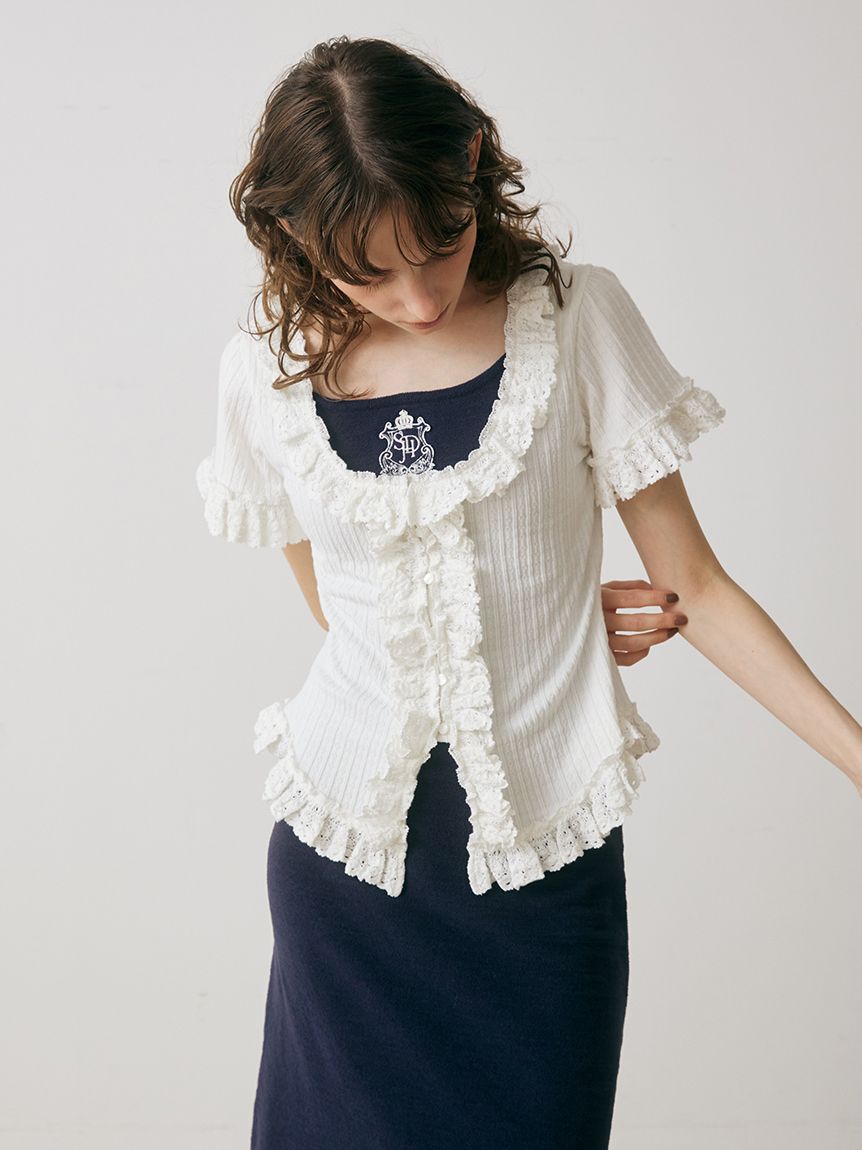 SNIDEL HOME「フリルレースカットプルオーバー」|ルームウェア|