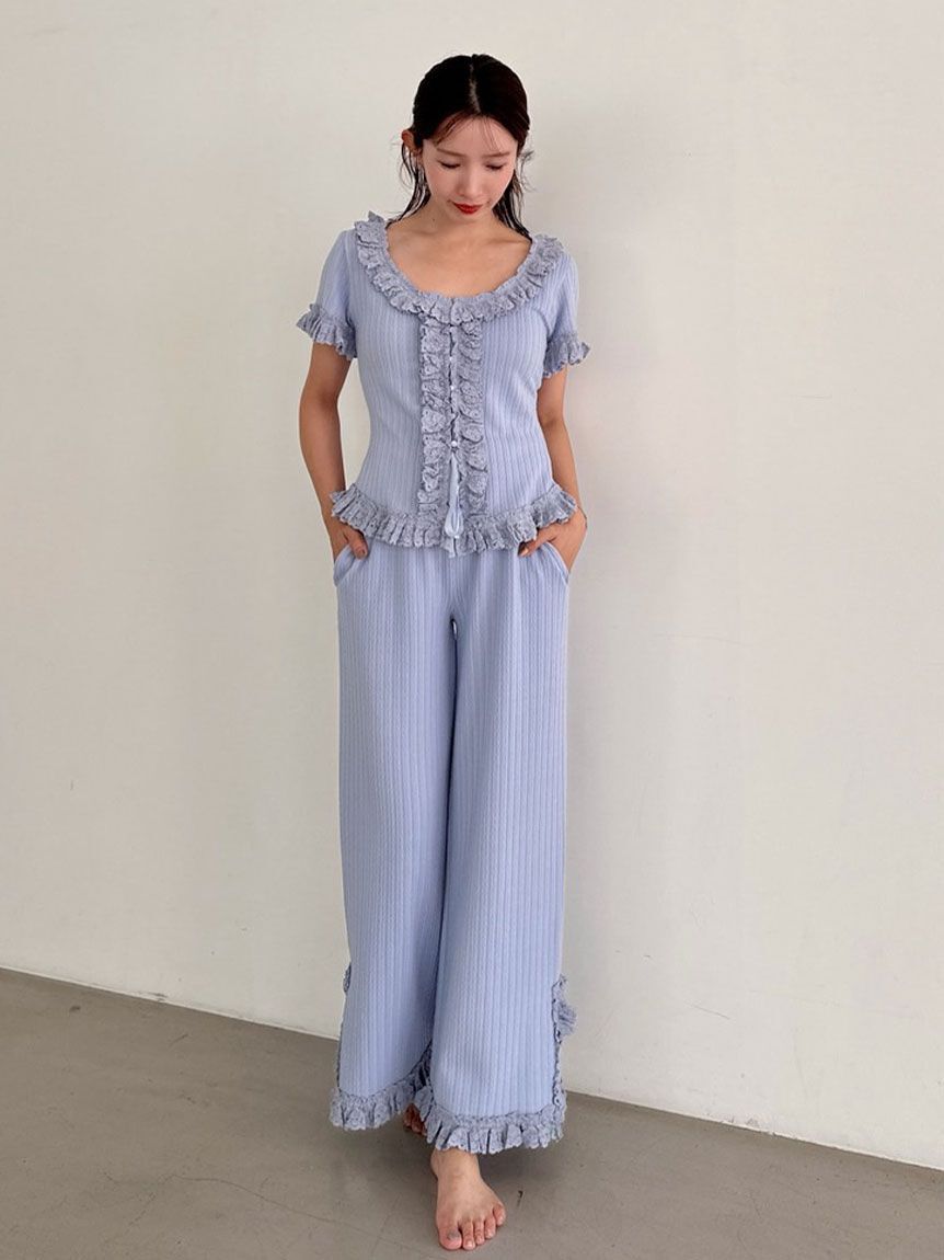 SNIDEL HOME「フリルレースカットプルオーバー」|ルームウェア|