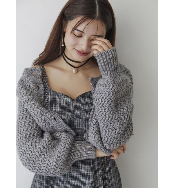 RESEXXY「グリッタールーズニットカーディガン」|カーディガン|グレー