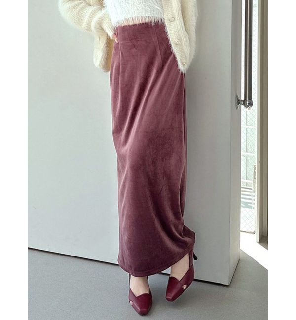 RESEXXY「ベロアIラインスカート」|スカート|ブラウン