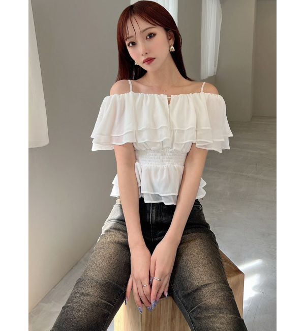 RESEXXY「オフショルシャーリングチュニック」|シャツ・ブラウス|