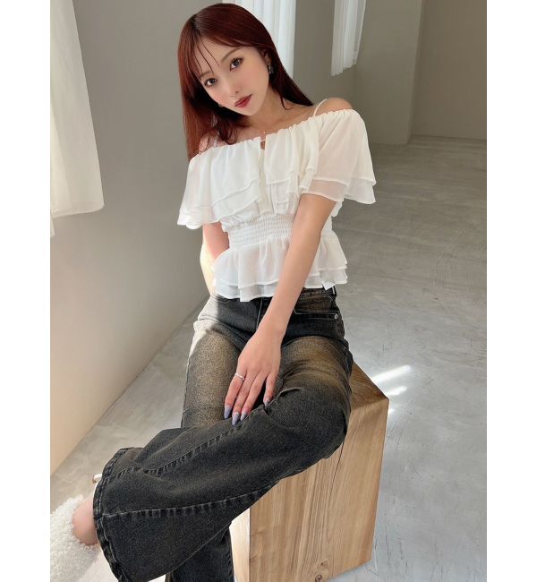 RESEXXY「オフショルシャーリングチュニック」|シャツ・ブラウス|