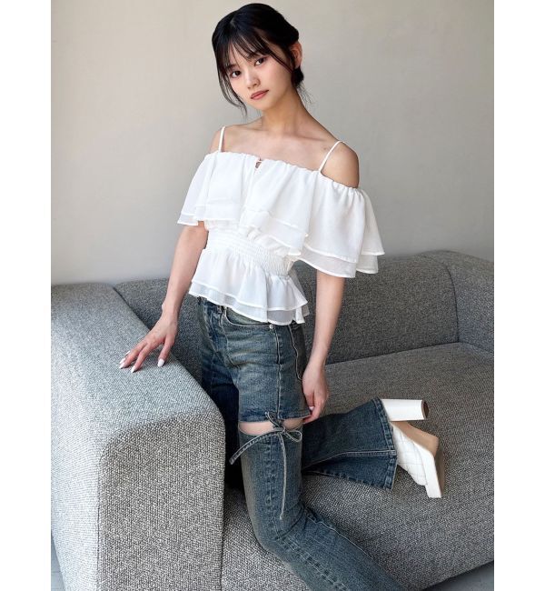 RESEXXY「オフショルシャーリングチュニック」|シャツ・ブラウス|