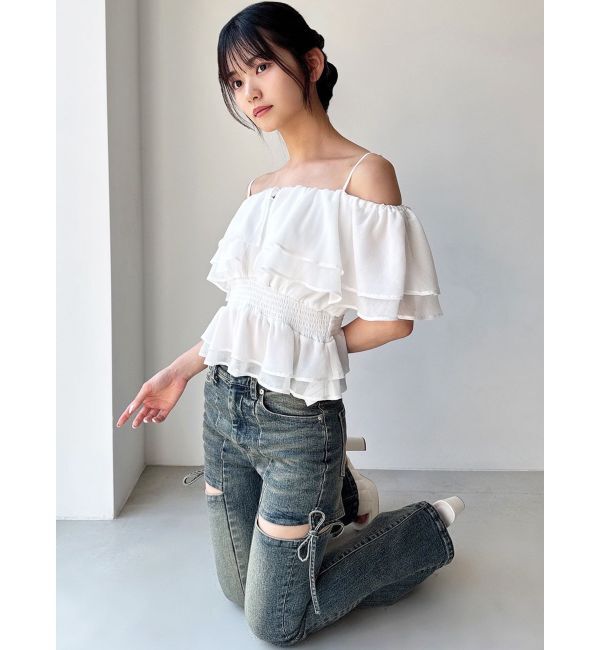 RESEXXY「オフショルシャーリングチュニック」|シャツ・ブラウス|