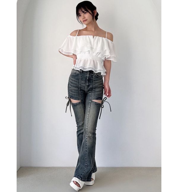 RESEXXY「オフショルシャーリングチュニック」|シャツ・ブラウス|