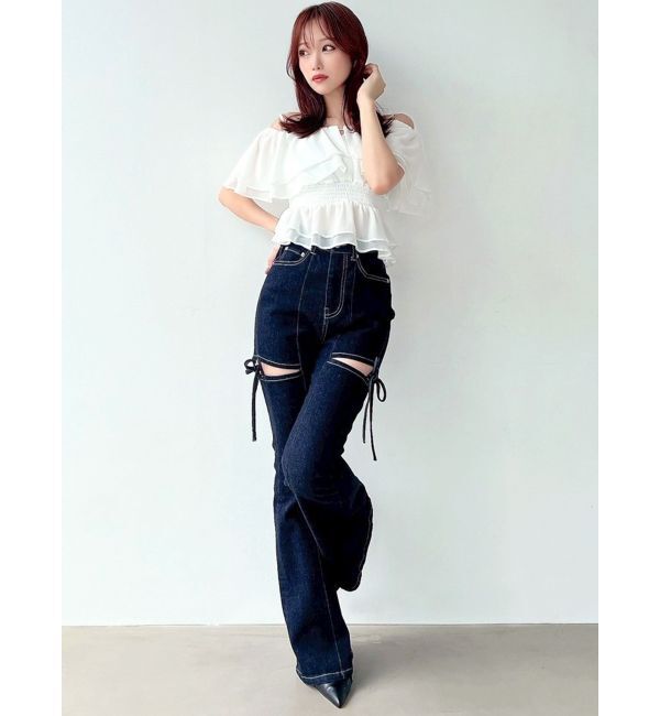 RESEXXY「オフショルシャーリングチュニック」|シャツ・ブラウス|