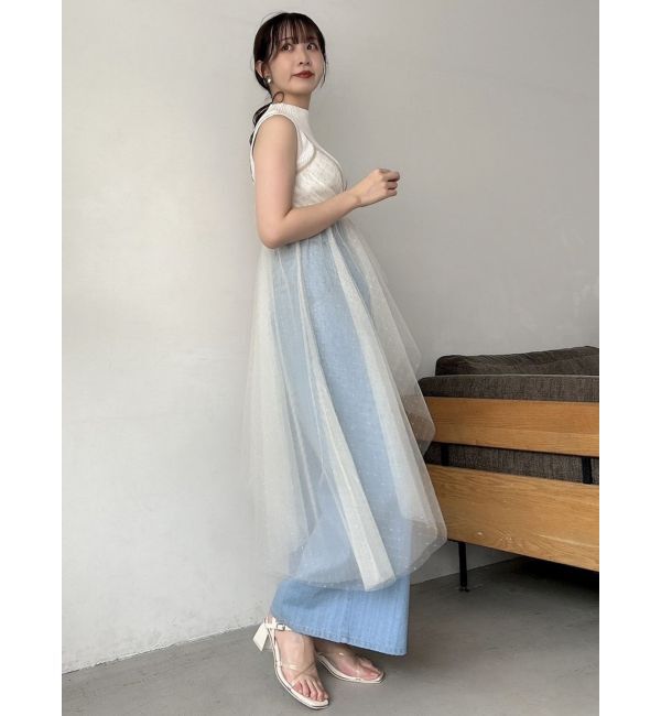 dazzlin「チュール刺繍アシメロングキャミ」|シャツ・ブラウス|