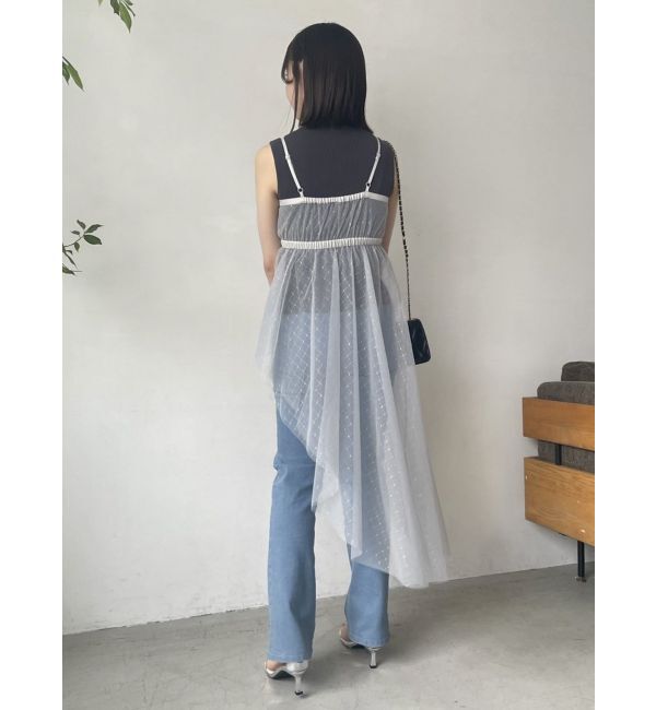 dazzlin「チュール刺繍アシメロングキャミ」|シャツ・ブラウス|