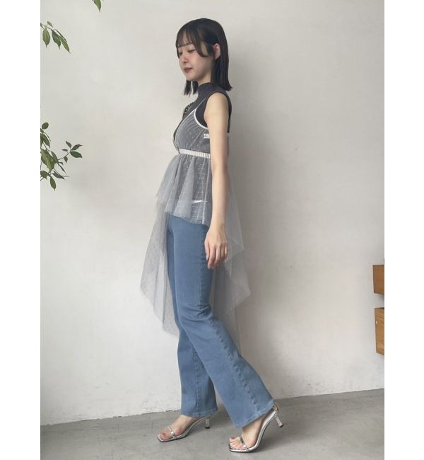 dazzlin「チュール刺繍アシメロングキャミ」|シャツ・ブラウス|