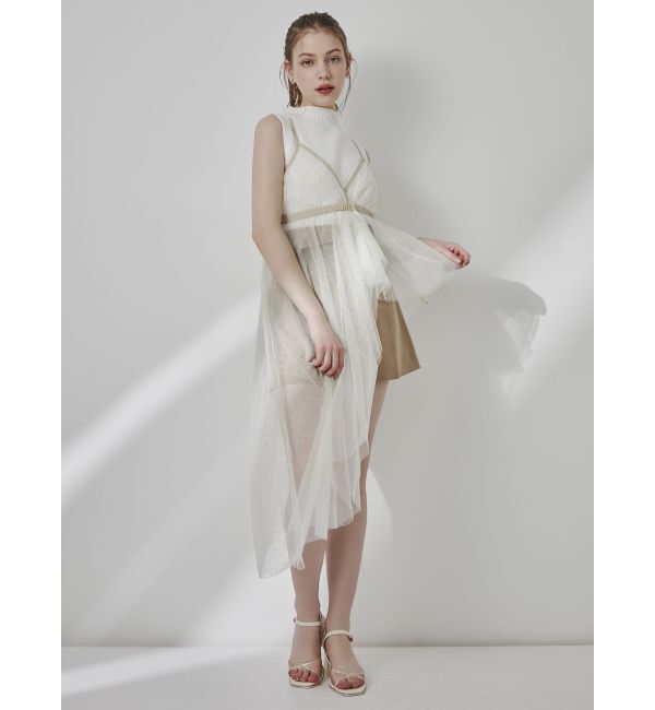 dazzlin「チュール刺繍アシメロングキャミ」|シャツ・ブラウス|