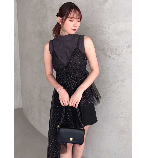 dazzlin「チュール刺繍アシメロングキャミ」|シャツ・ブラウス|