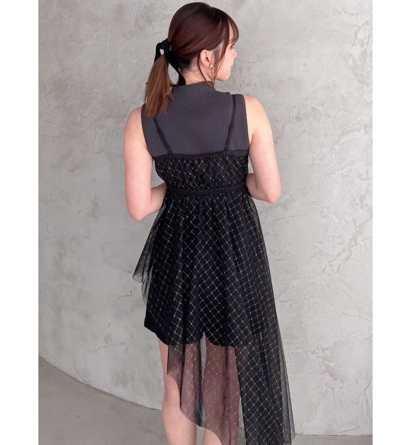 dazzlin「チュール刺繍アシメロングキャミ」|シャツ・ブラウス|