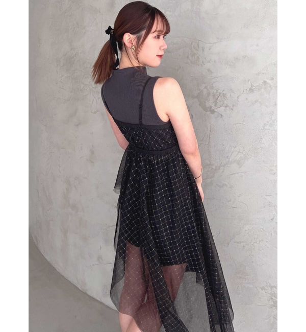 dazzlin「チュール刺繍アシメロングキャミ」|シャツ・ブラウス|