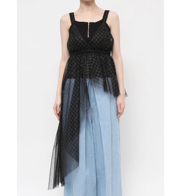 dazzlin「チュール刺繍アシメロングキャミ」|シャツ・ブラウス|