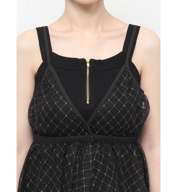 dazzlin「チュール刺繍アシメロングキャミ」|シャツ・ブラウス|