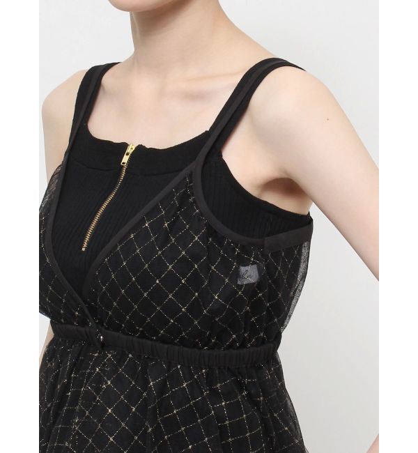 dazzlin「チュール刺繍アシメロングキャミ」|シャツ・ブラウス|