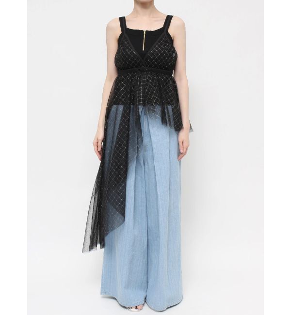 dazzlin「チュール刺繍アシメロングキャミ」|シャツ・ブラウス|