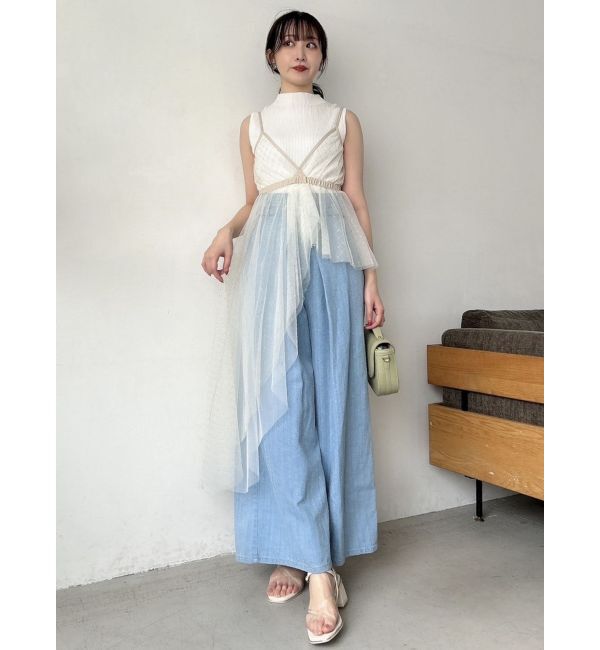 dazzlin「チュール刺繍アシメロングキャミ」|シャツ・ブラウス|