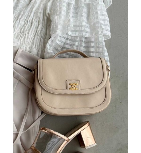 dazzlin「ブローチハーフムーンバッグ」|ハンドバッグ|アイボリー