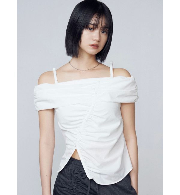 EMODA「オフショルダーボタントップ」|Tシャツ・カットソー|ホワイト