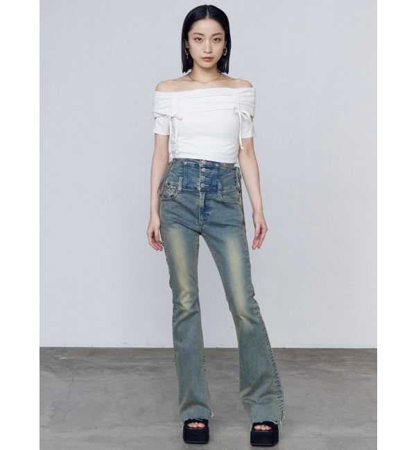 EMODA「ギャザーオフショルダーリボントップ」|Tシャツ・カットソー|