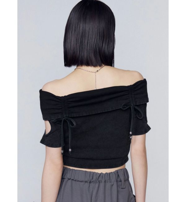 EMODA「ギャザーオフショルダーリボントップ」|Tシャツ・カットソー|