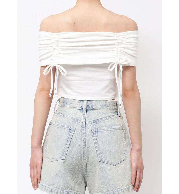 EMODA「ギャザーオフショルダーリボントップ」|Tシャツ・カットソー|