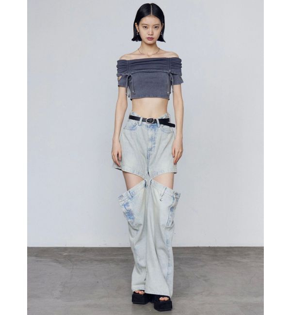 EMODA「ギャザーオフショルダーリボントップ」|Tシャツ・カットソー|