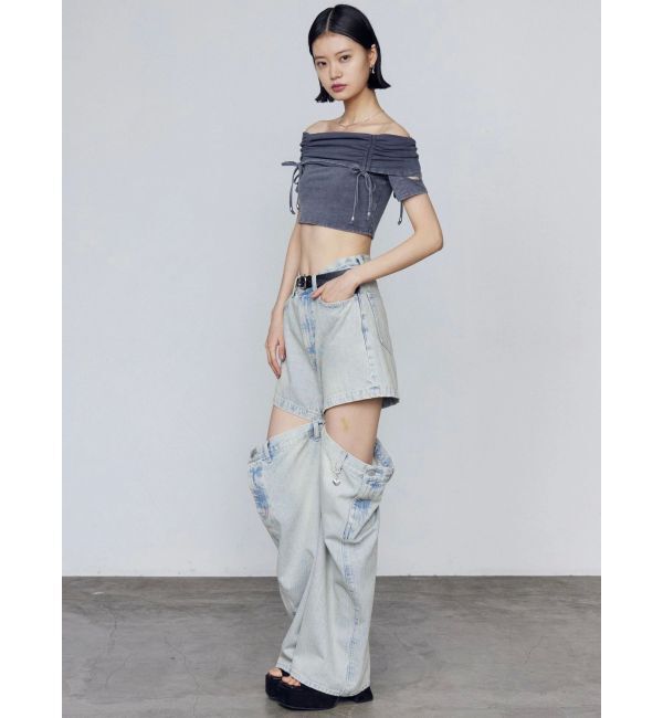 EMODA「ギャザーオフショルダーリボントップ」|Tシャツ・カットソー|