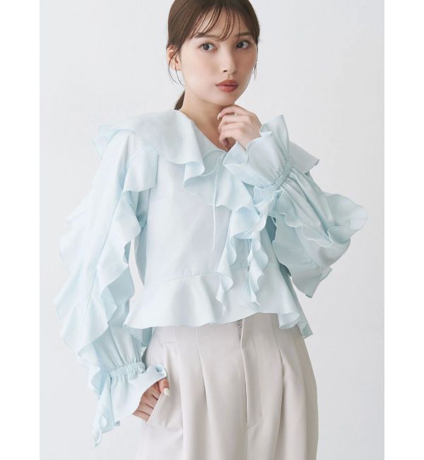 MERCURYDUO「ラッフルブラウス」|シャツ・ブラウス|アイスブルー