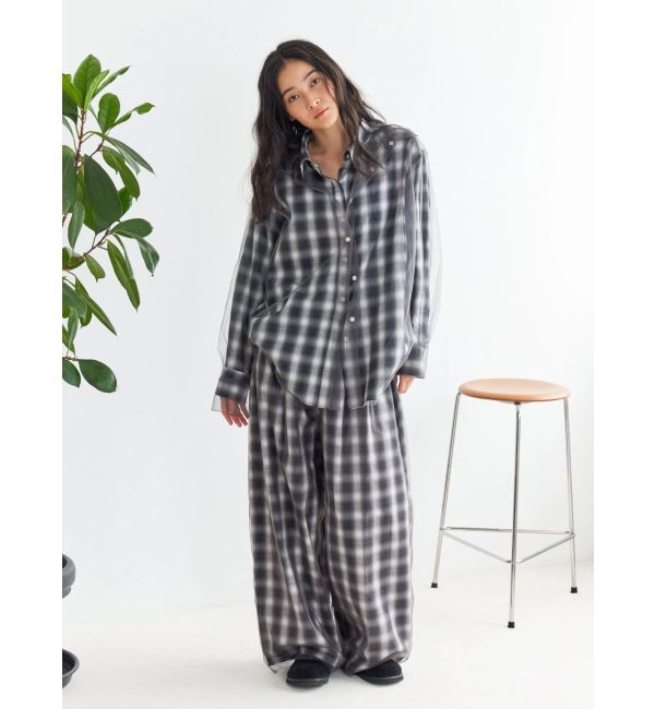 Ungrid「【展示会人気NO.1】チュールレイヤードルーズシャツ」|シャツ・ブラウス|