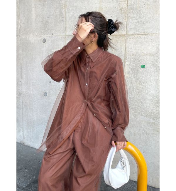 Ungrid「【展示会人気NO.1】チュールレイヤードルーズシャツ」|シャツ・ブラウス|