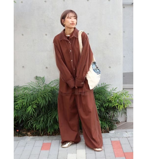 Ungrid「【展示会人気NO.1】チュールレイヤードルーズシャツ」|シャツ・ブラウス|