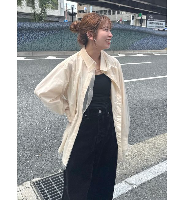 Ungrid「【展示会人気NO.1】チュールレイヤードルーズシャツ」|シャツ・ブラウス|