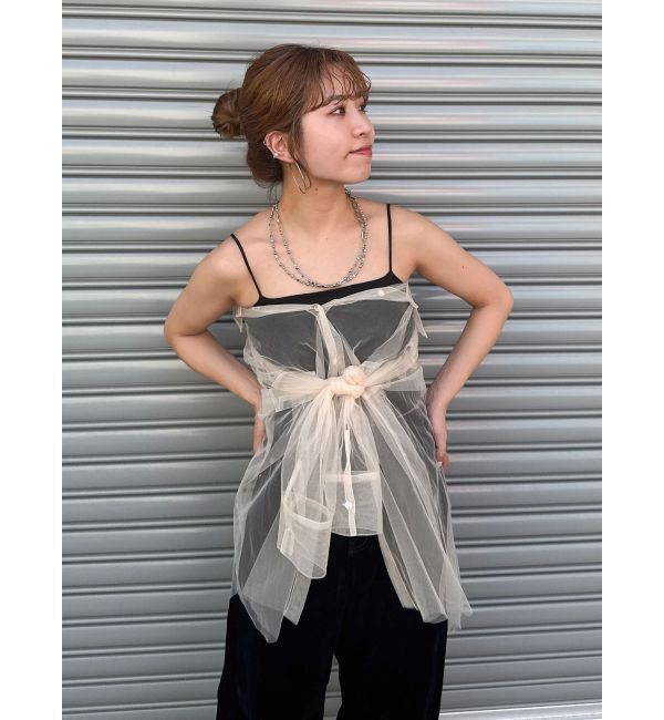 Ungrid「【展示会人気NO.1】チュールレイヤードルーズシャツ」|シャツ・ブラウス|