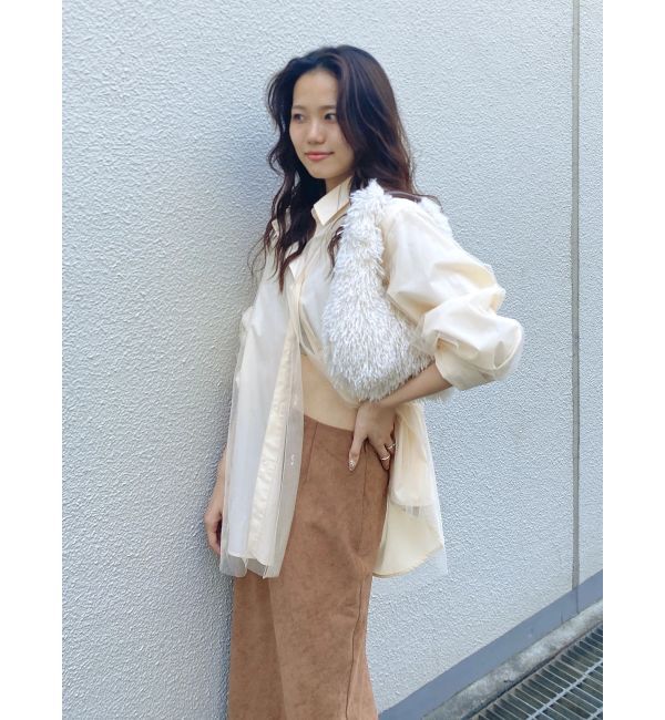 Ungrid「【展示会人気NO.1】チュールレイヤードルーズシャツ」|シャツ・ブラウス|