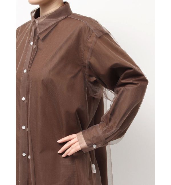 Ungrid「【展示会人気NO.1】チュールレイヤードルーズシャツ」|シャツ・ブラウス|